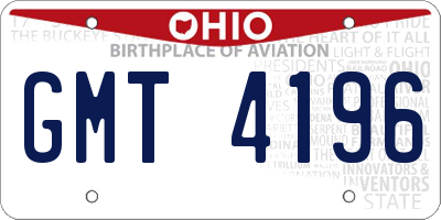 OH license plate GMT4196