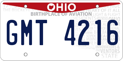 OH license plate GMT4216