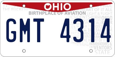 OH license plate GMT4314
