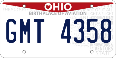 OH license plate GMT4358