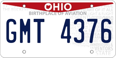 OH license plate GMT4376