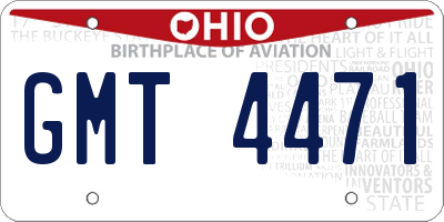 OH license plate GMT4471