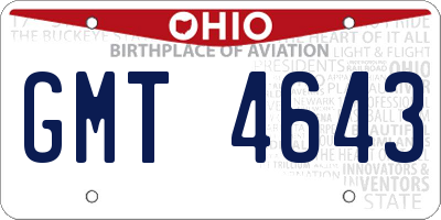 OH license plate GMT4643