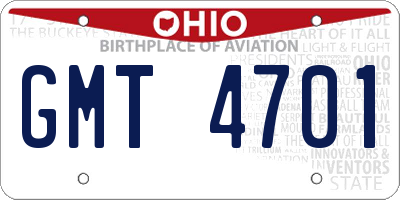 OH license plate GMT4701