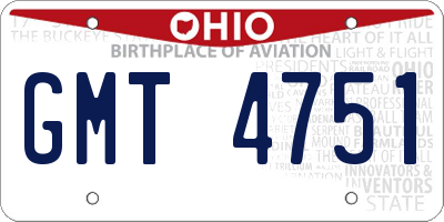 OH license plate GMT4751