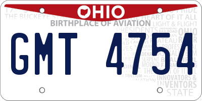 OH license plate GMT4754