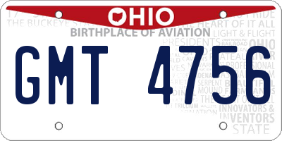 OH license plate GMT4756