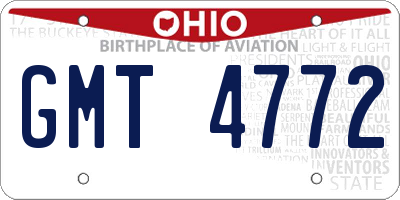 OH license plate GMT4772