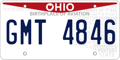 OH license plate GMT4846