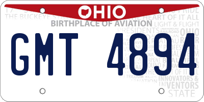 OH license plate GMT4894