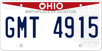 OH license plate GMT4915