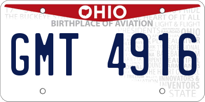 OH license plate GMT4916