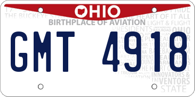 OH license plate GMT4918