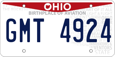 OH license plate GMT4924