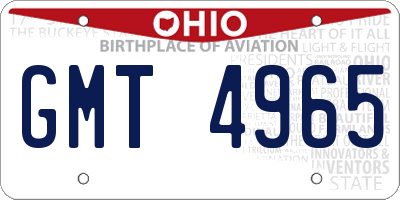OH license plate GMT4965