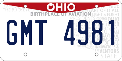 OH license plate GMT4981