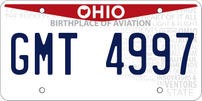 OH license plate GMT4997