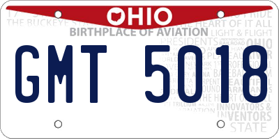 OH license plate GMT5018