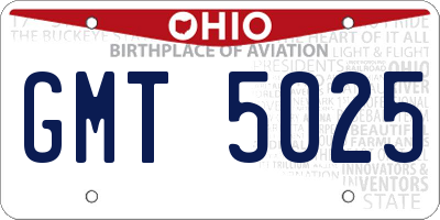 OH license plate GMT5025