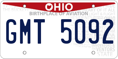 OH license plate GMT5092