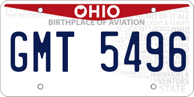 OH license plate GMT5496