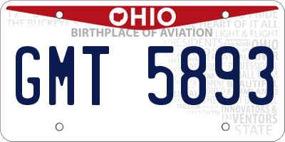 OH license plate GMT5893