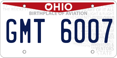 OH license plate GMT6007