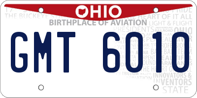 OH license plate GMT6010