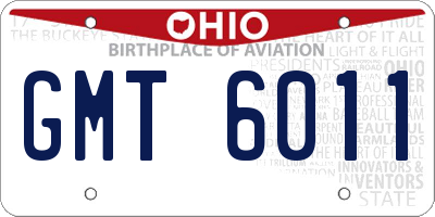 OH license plate GMT6011