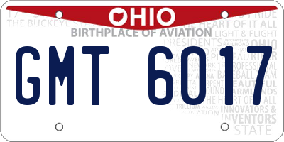 OH license plate GMT6017