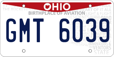 OH license plate GMT6039