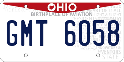 OH license plate GMT6058