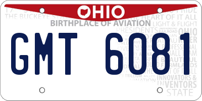 OH license plate GMT6081