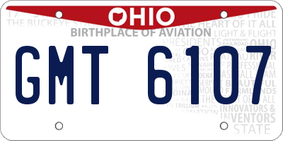 OH license plate GMT6107