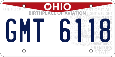 OH license plate GMT6118