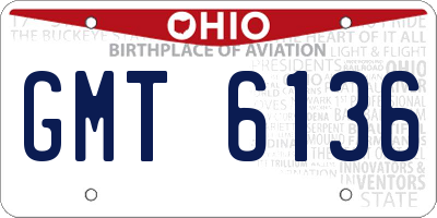 OH license plate GMT6136