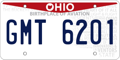 OH license plate GMT6201