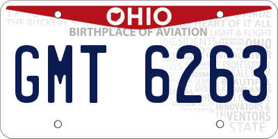 OH license plate GMT6263