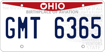 OH license plate GMT6365
