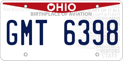 OH license plate GMT6398