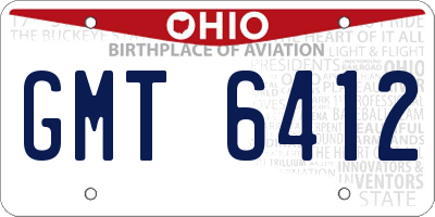 OH license plate GMT6412