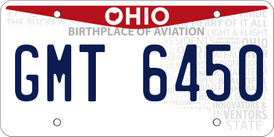 OH license plate GMT6450