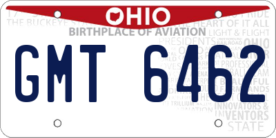 OH license plate GMT6462