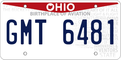 OH license plate GMT6481
