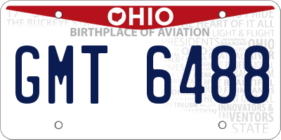 OH license plate GMT6488