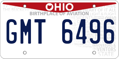 OH license plate GMT6496