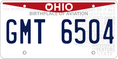 OH license plate GMT6504