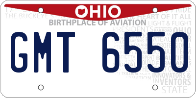 OH license plate GMT6550