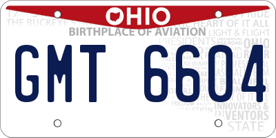 OH license plate GMT6604