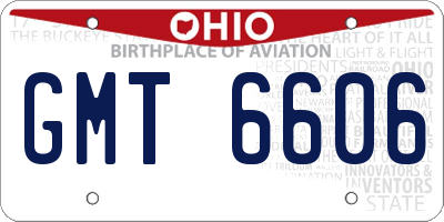 OH license plate GMT6606